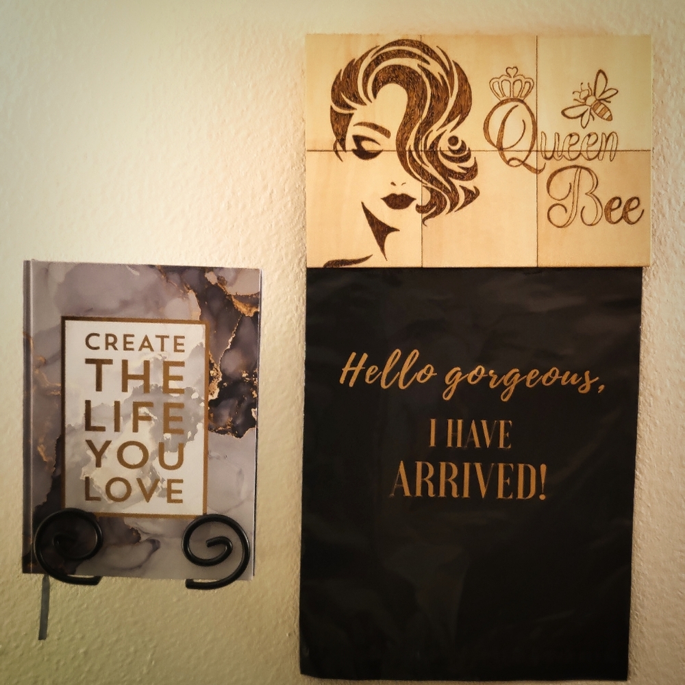 Homemade wood burned wall decor
